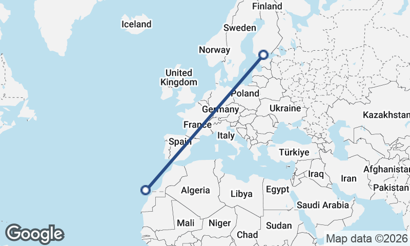 Las Palmas de Gran Canaria to Helsinki