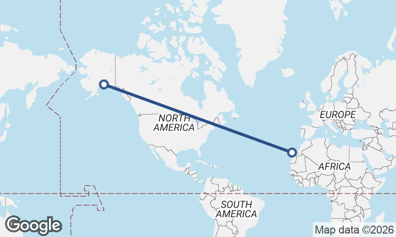 Las Palmas de Gran Canaria to Anchorage
