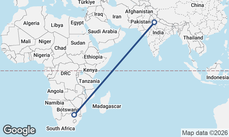 Delhi to Johannesburg
