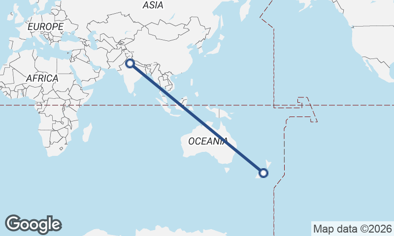Delhi to Christchurch