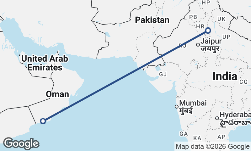 Delhi to Şalālah
