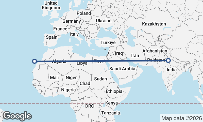 Delhi to Las Palmas de Gran Canaria