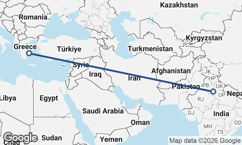 Delhi to Athens