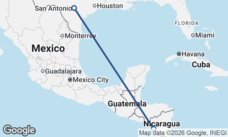 San Antonio to Managua
