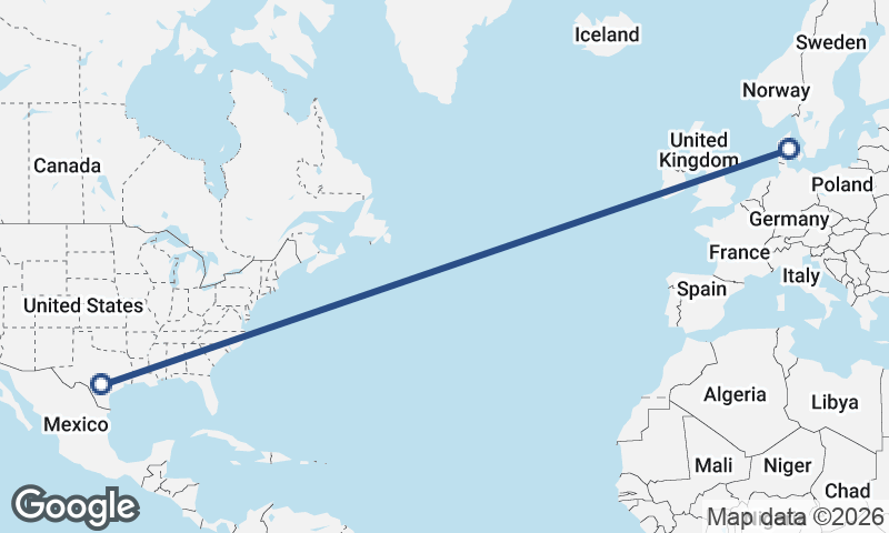 San Antonio to Aarhus