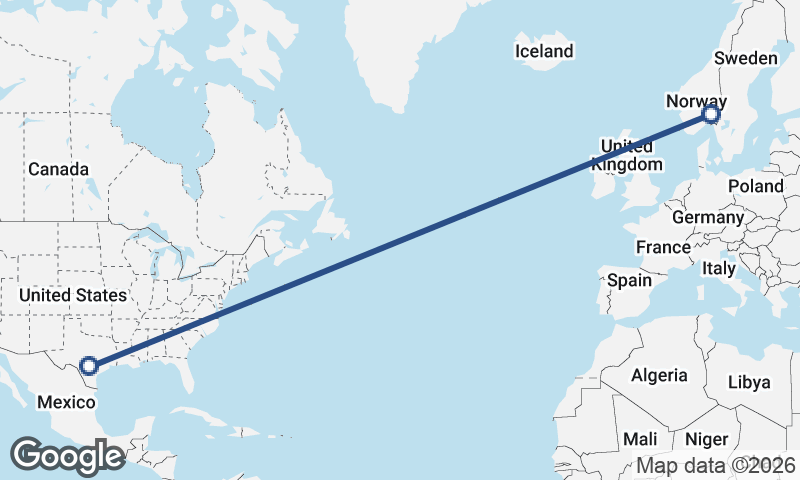 San Antonio to Oslo