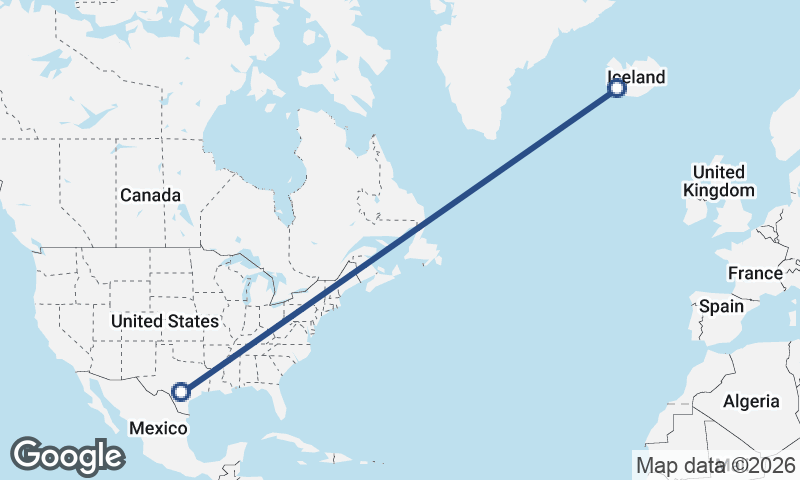 San Antonio to Reykjavík