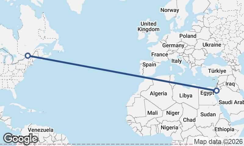 Al ‘Aqabah to Montréal