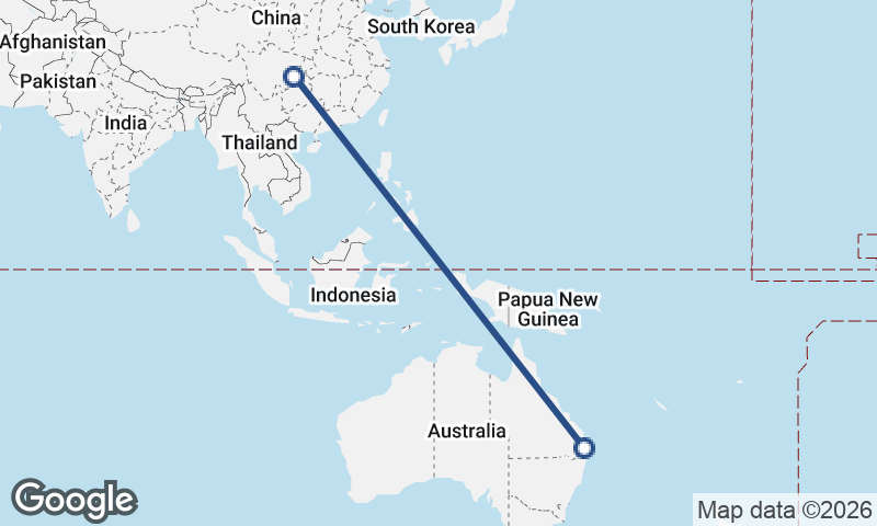 Chongqing to Brisbane