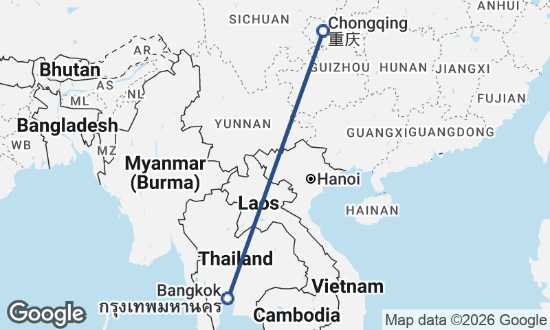 Chongqing to Bangkok