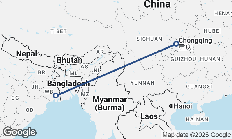 Chongqing to Kolkata