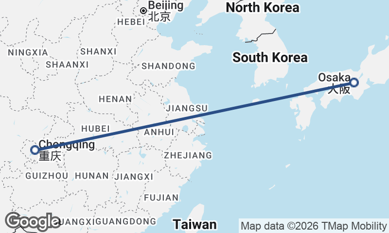 Chongqing to Ōsaka