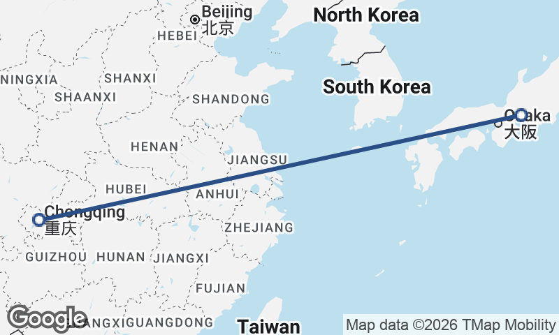 Chongqing to Nagoya