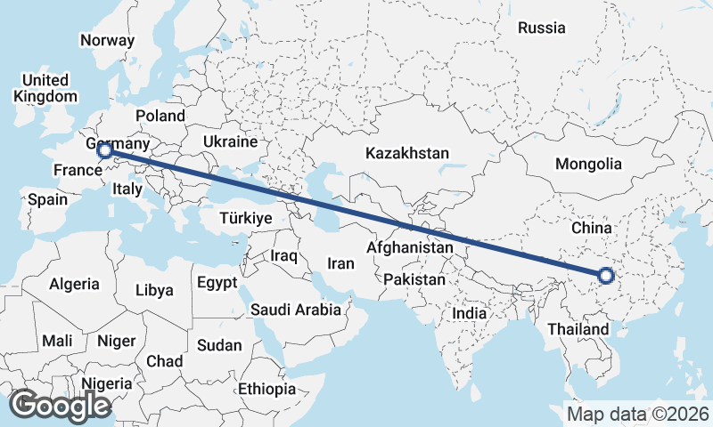 Chongqing to Strasbourg