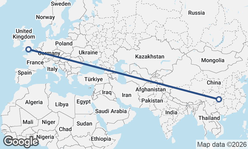 Chongqing to Southampton