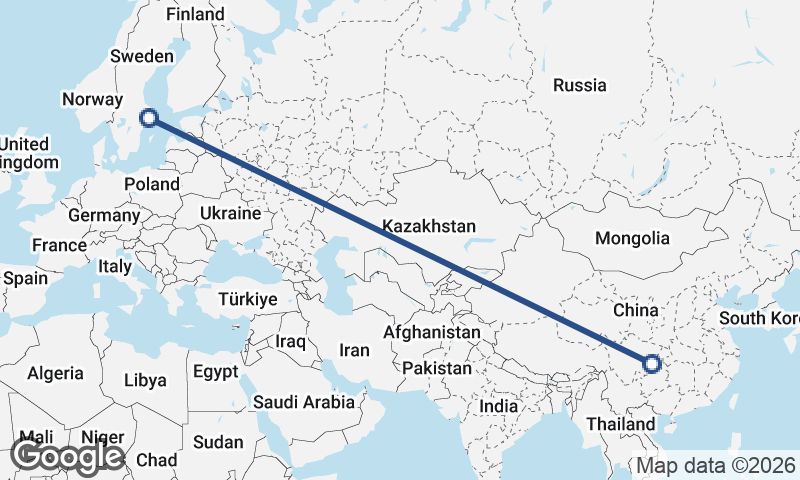 Chongqing to Stockholm