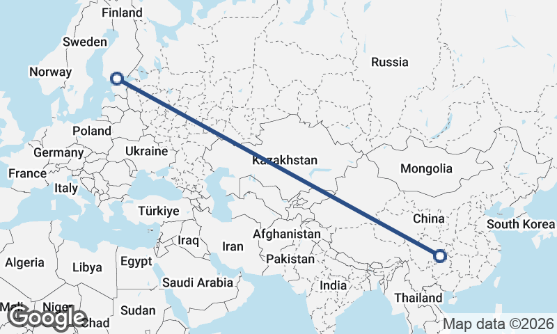 Chongqing to Helsinki