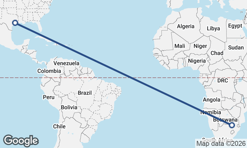 Houston to Johannesburg