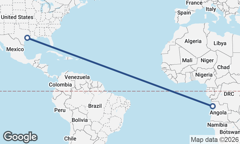 Houston to Luanda