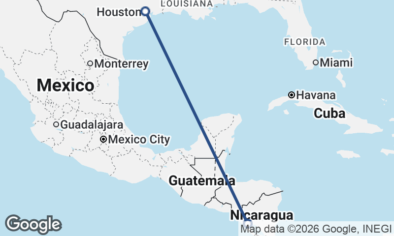 Houston to Managua