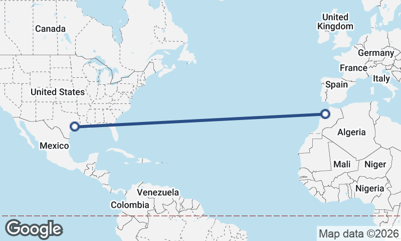 Houston to Casablanca