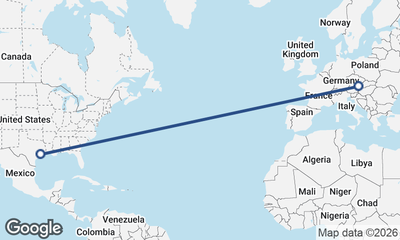Houston to Vienna