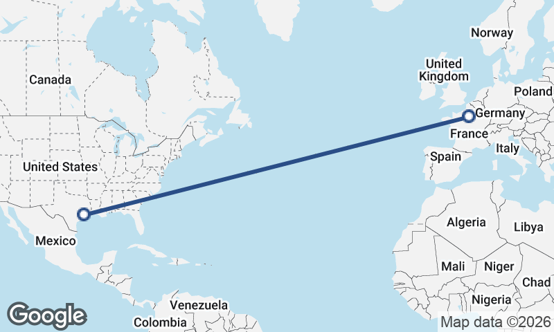 Houston to Paris