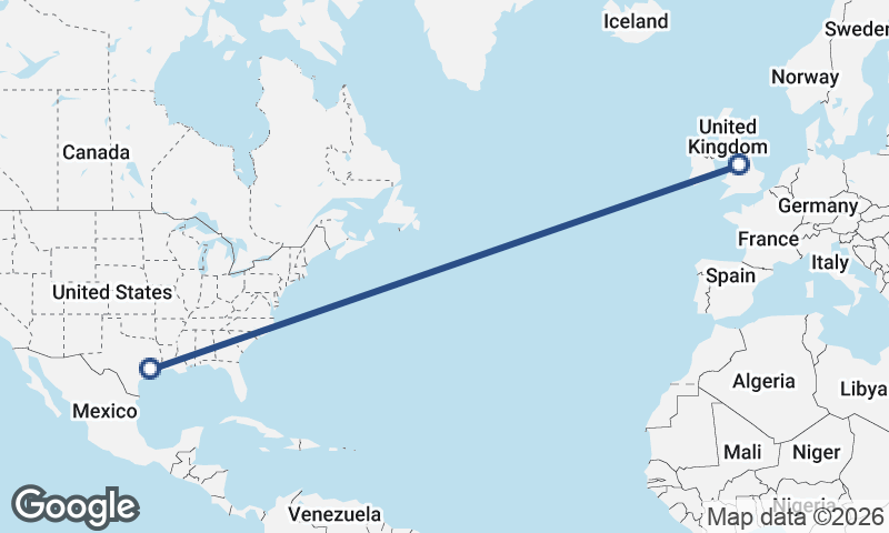 Houston to Manchester