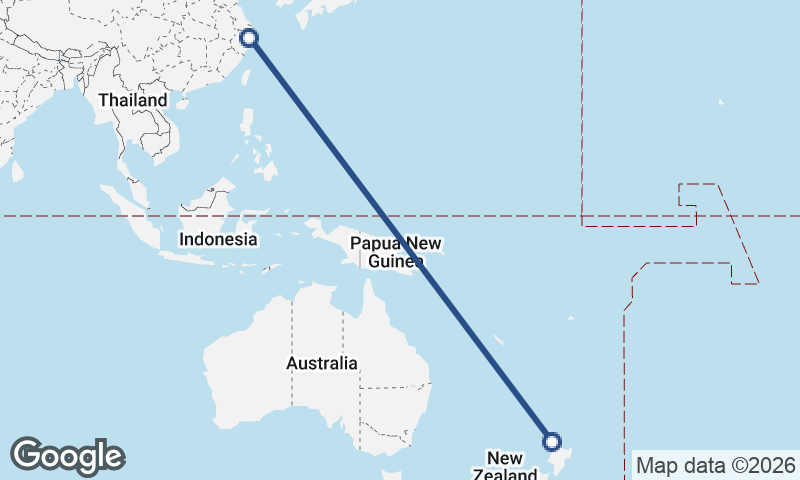 Ningbo to Auckland