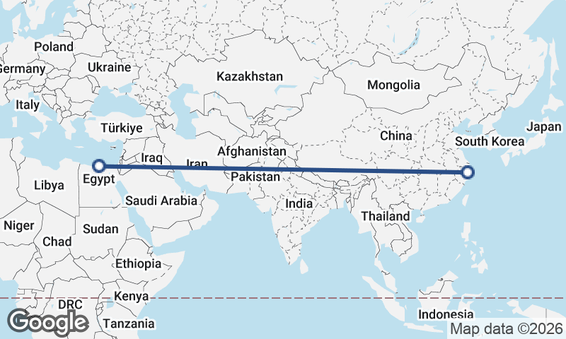 Ningbo to Alexandria