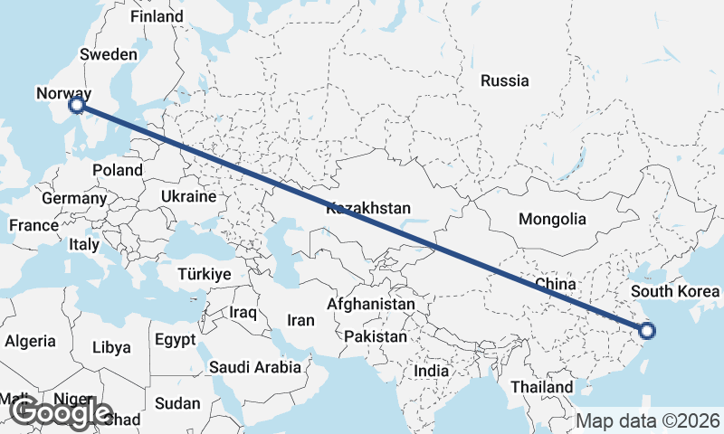 Ningbo to Oslo
