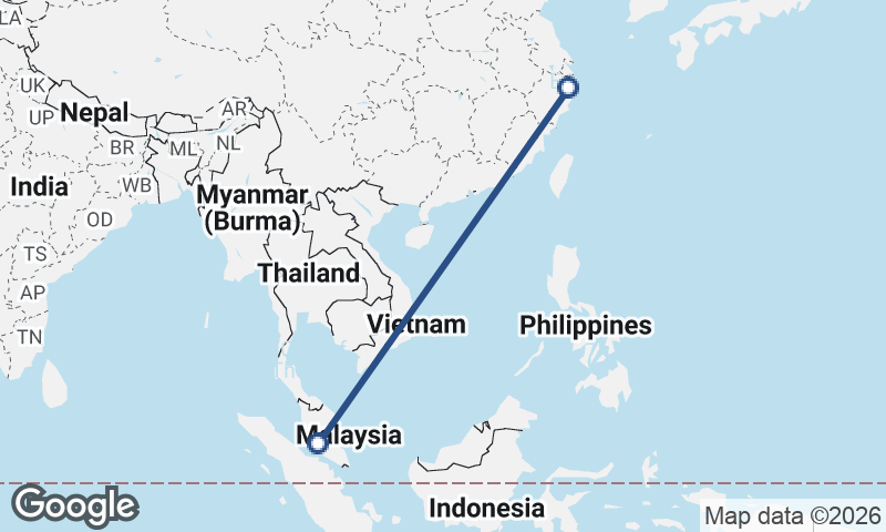 Kuala Lumpur to Ningbo