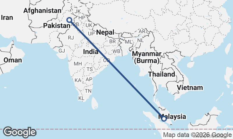 Kuala Lumpur to Faisalabad