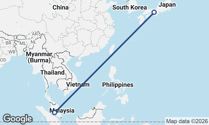 Kuala Lumpur to Kōbe