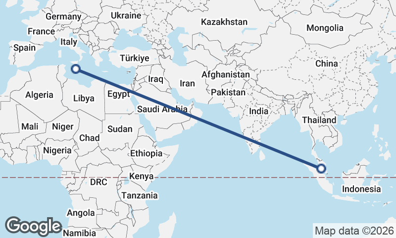 Kuala Lumpur to Valletta