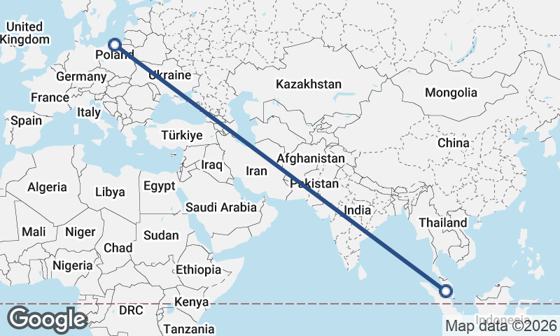 Kuala Lumpur to Gdańsk