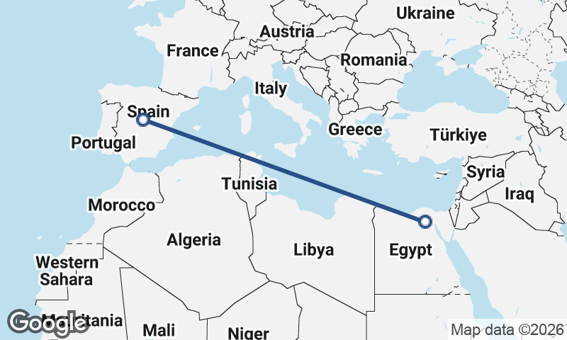 Cairo to Madrid