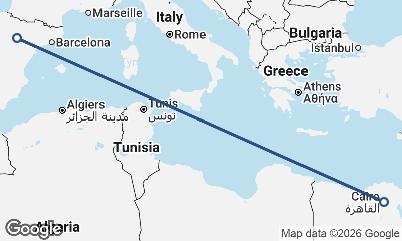Cairo to Zaragoza