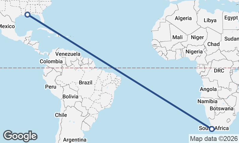 New Orleans to Cape Town