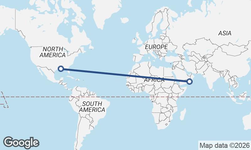 New Orleans to Şalālah