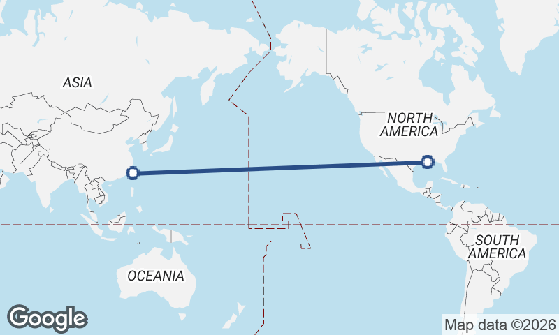 New Orleans to Taipei