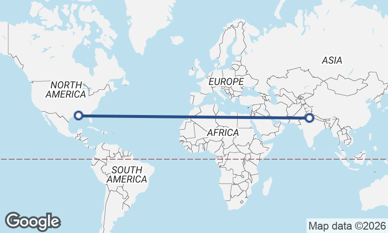 New Orleans to Delhi
