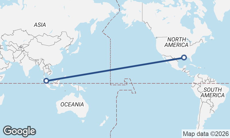 New Orleans to Kuala Lumpur