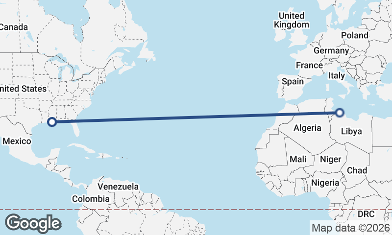 New Orleans to Tripoli