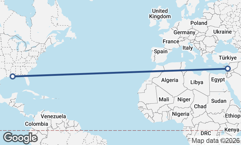 New Orleans to Beirut