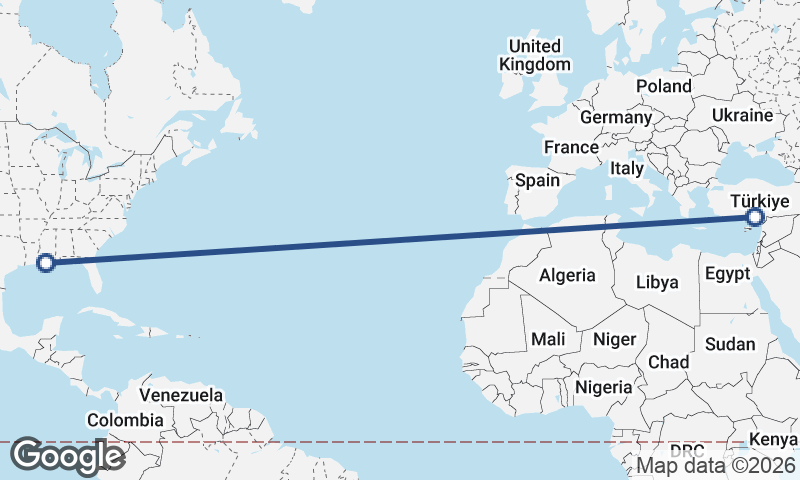 New Orleans to Mersin