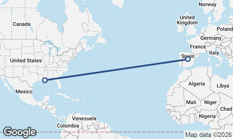 New Orleans to Madrid