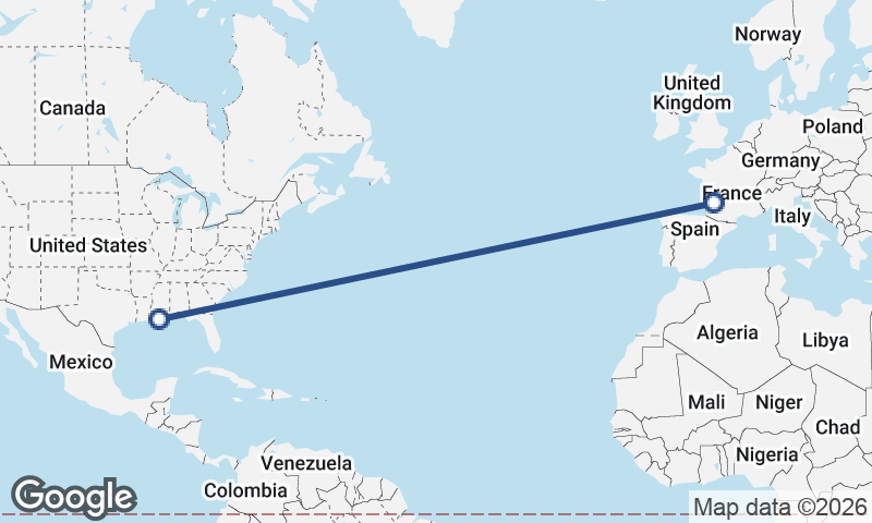 New Orleans to Bordeaux