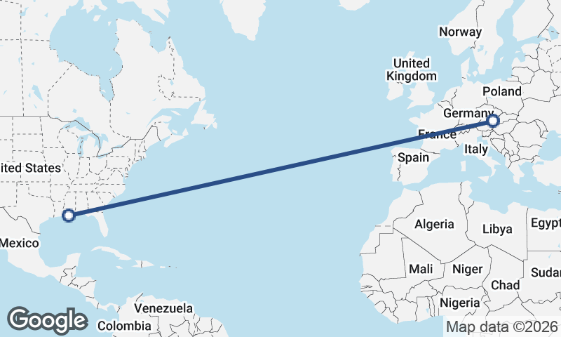 New Orleans to Vienna