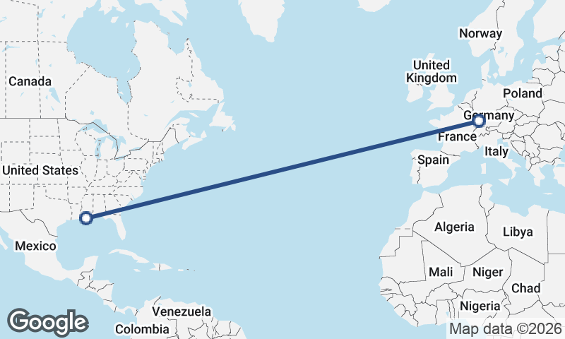 New Orleans to Strasbourg